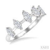 3/4 Ctw Marquise Cut Diamond Half Eternity 5-Stone Fashion Band in 14K White Gold