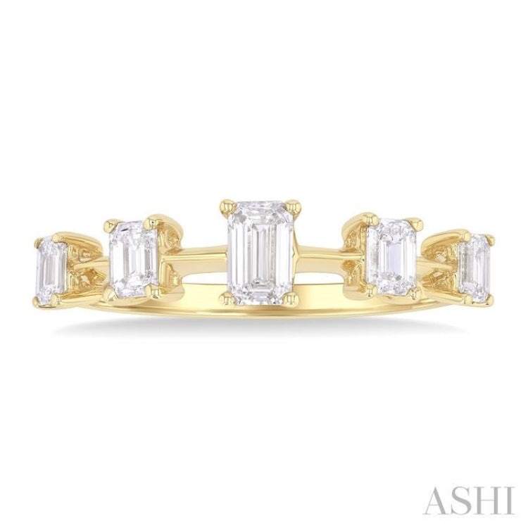 3/4 ctw Emerald Cut Diamond Half Eternity 5-Stone Fashion Band in 14K Yellow Gold