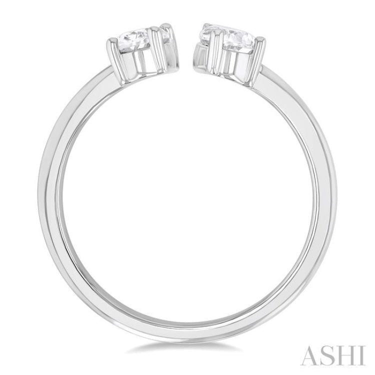 1 ctw Toi Et Moi Oval and Pear Cut Diamond Open Fashion Ring in 14K White Gold