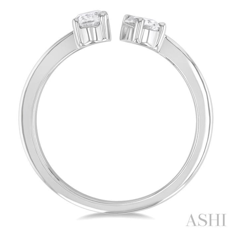 3/4 ctw Toi Et Moi Oval and Pear Cut Diamond Open Fashion Ring in 14K White Gold