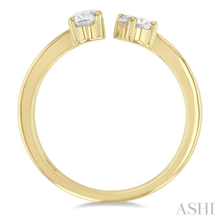 3/4 ctw Toi Et Moi Oval and Pear Cut Diamond Open Fashion Ring in 14K Yellow Gold