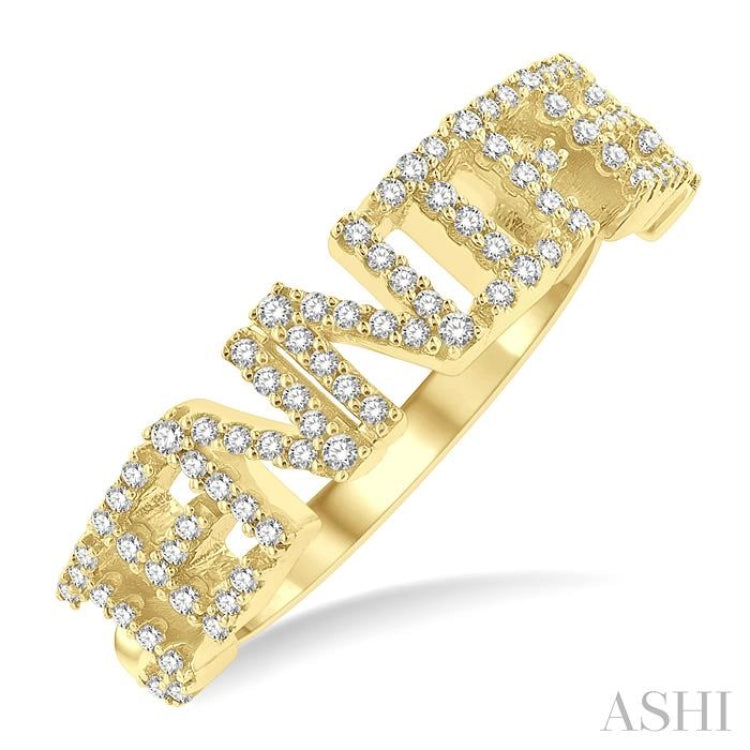 1/3 Ctw'JENNIFER' Block Name Round Cut Diamond Ring in 10K Yellow Gold