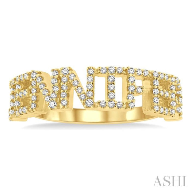 1/3 Ctw'JENNIFER' Block Name Round Cut Diamond Ring in 10K Yellow Gold