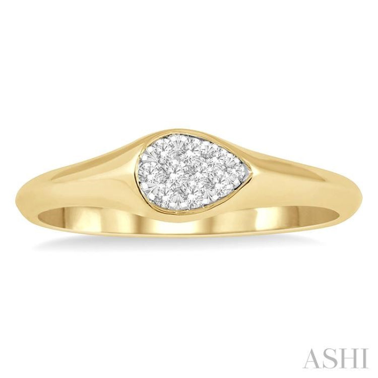 1/10 ctw Pear Shape Lovebright Diamond Ring in 14K Yellow and White Gold