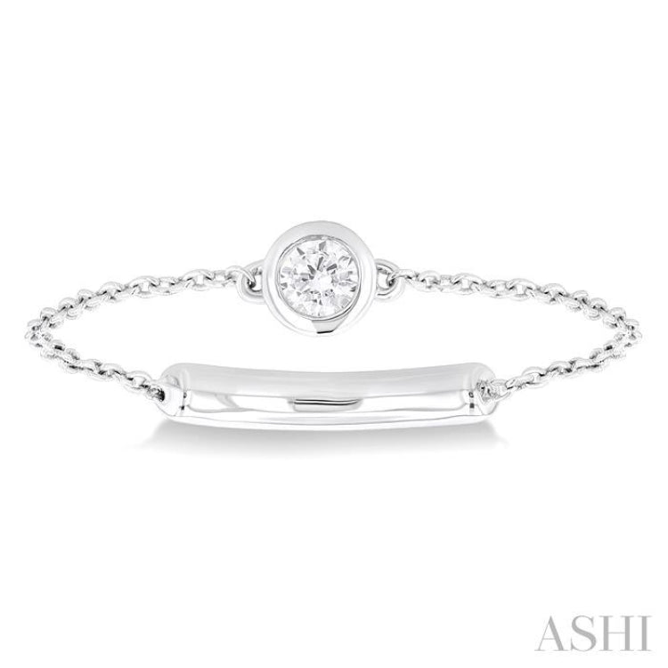 1/10 ctw Petite Bezel Set Diamond Fashion Chain Ring in 10K White Gold