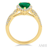 7x5 MM Pear Shape Emerald and 1/2 ctw Diamond Precious Ring in 14K Yellow Gold