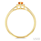 5x3 MM Pear Shape Citrine and 1/20 ctw Single Cut Diamond Halo Semi Precious Ring in 14K Yellow Gold
