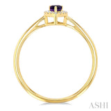 5x3 MM Pear Shape Amethyst and 1/20 ctw Single Cut Diamond Halo Semi Precious Ring in 10K Yellow Gold