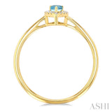 5x3 MM Pear Shape Aquamarine and 1/20 ctw Single Cut Diamond Halo Semi Precious Ring in 10K Yellow Gold