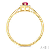 5x3 MM Pear Shape Pink Tourmaline and 1/20 ctw Single Cut Diamond Halo Semi Precious Ring in 10K Yellow Gold