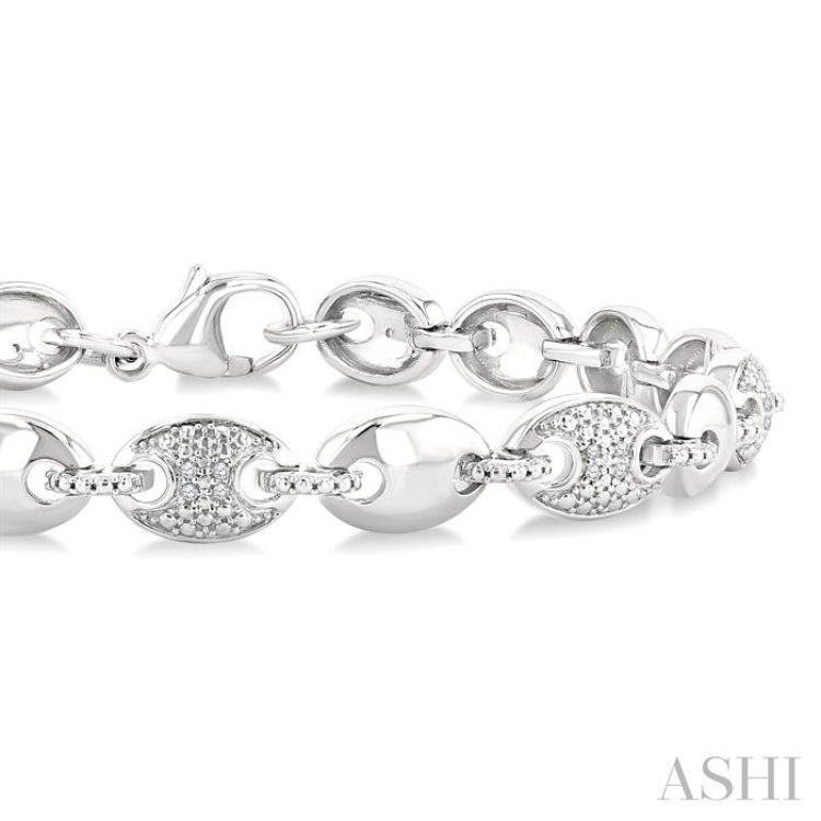 1/10 Ctw Mariner Link Round Cut Diamond Bracelet in Sterling Silver