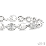 1/10 Ctw Mariner Link Round Cut Diamond Bracelet in Sterling Silver