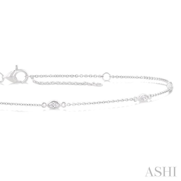 1/4 ctw Marquise Cut Diamond Station Bracelet in 14K White Gold