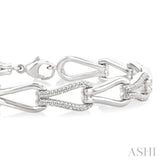 1/6 Ctw Round Cut Diamond Bold Knot Link Fashion Bracelet in Sterling Silver