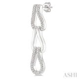 1/10 Ctw Round Cut Diamond Bold Knot Link Fashion Earrings in Sterling Silver