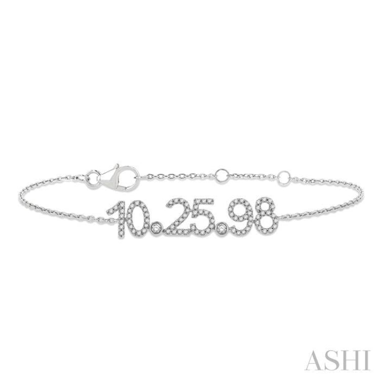 1/4 Ctw '10.25.98'  Date Diamond Bracelet in 10K White Gold