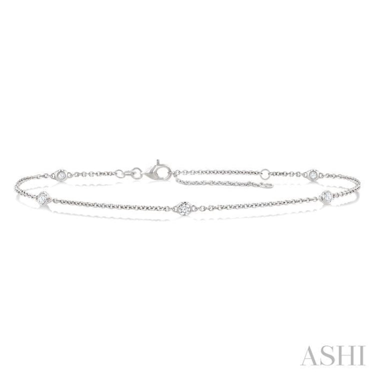 1/4 ctw Round Cut Diamond Station Bracelet in 14K White Gold