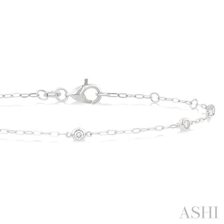 1/6 ctw Round Cut Diamond Paperclip Station Bracelet in 14K White Gold