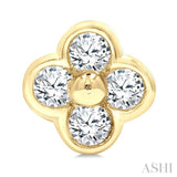1/6 Ctw Bezel Set Round Cut Diamond Clover Petite Fashion Earrings in 10K Yellow Gold