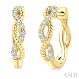 1/4 Ctw Split & Twisted Rope and Round Cut Diamond Huggie Petite Earrings in 10K Yellow Gold