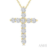 1/3 Ctw Round Cut Diamond Cross Pendant in 14K Yellow Gold with Chain