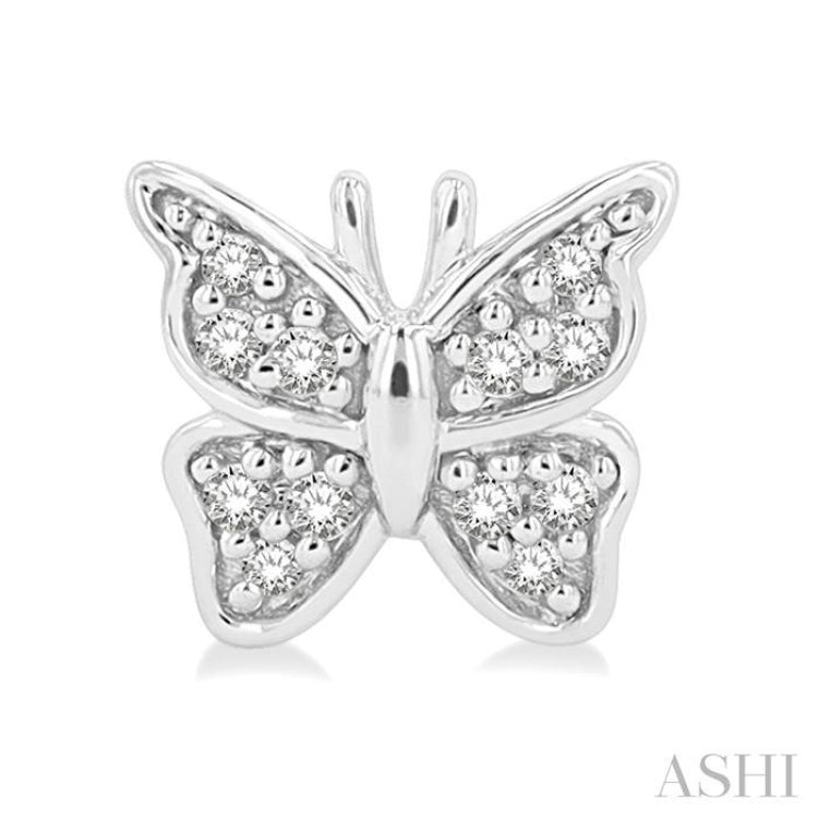 1/10 Ctw Petite Butterfly Round Cut Diamond Fashion Stud Earrings in 10K White Gold
