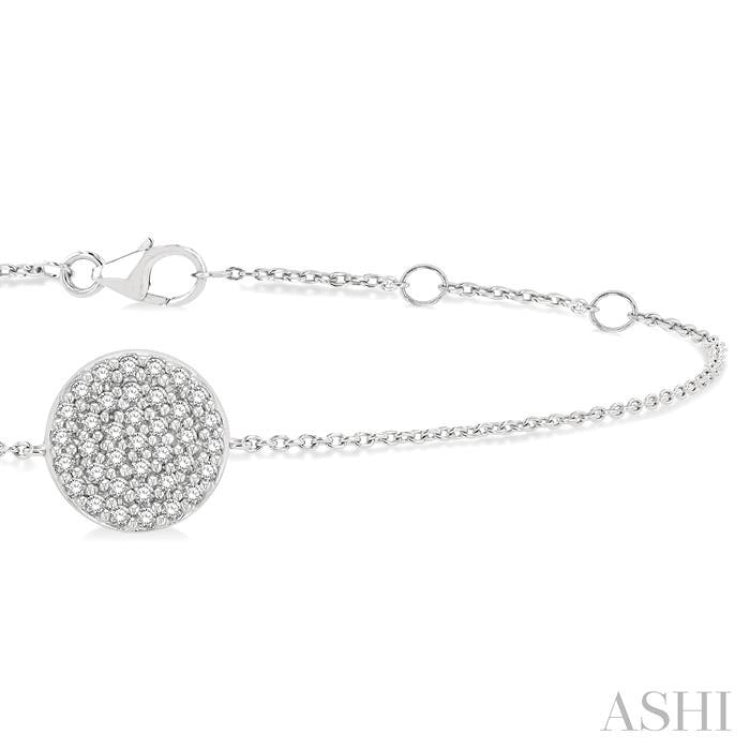 1/6 Ctw Petite Circular Disc Round Cut Diamond Fashion Bracelet in 10K White Gold