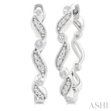 1/8 Ctw Wavy Pattern Round Cut Diamond Fashion Hoop Earrings in 10K White Gold