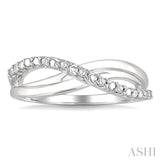 1/20 Ctw Split Criss Cross Round Cut Diamond Fashion Ring in Sterling Silver