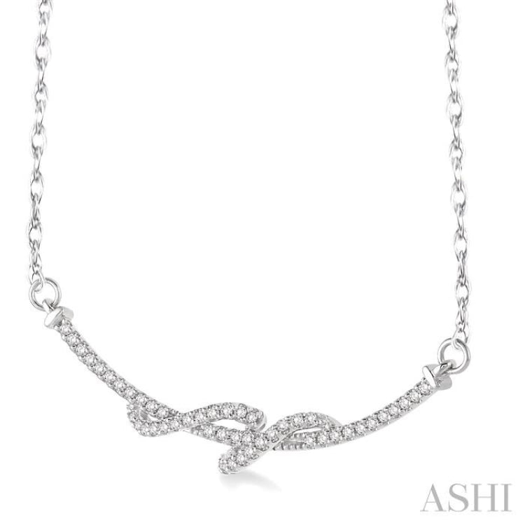 1/4 Ctw Round Cut Diamond Swirl Necklace in 10K White Gold with Chain