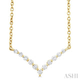 1/8 Ctw Chevron Round Cut Petite Diamond Necklace in 10K Yellow Gold