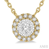 1/6 Ctw Circular Round Cut Diamond Lovebright Pendant With Chain in 14K Yellow and White Gold