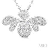 1/4 Ctw Petite Bumble Bee Round Cut Diamond Fashion Pendant With Chain in 10K White Gold