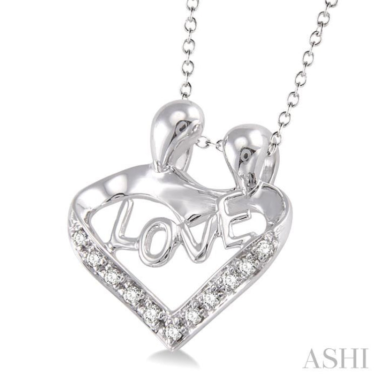 1/20 Ctw Round Cut Diamond Child & Mom Pendant in Sterling Silver with Chain