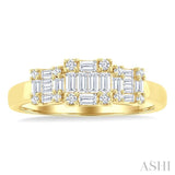 1/2 Ctw Past Present and Future Baguette and Round Cut Diamond Fusion Fashion Ring in 14K Yellow Gold