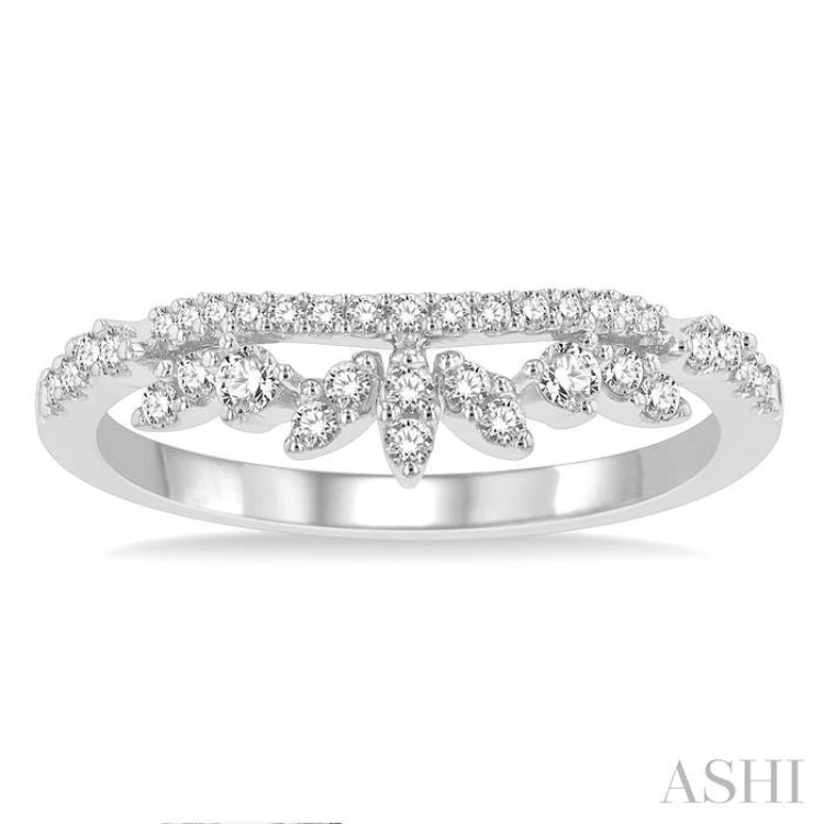 1/3 Ctw Alternating Marquise and Circular Mount Round Cut Diamond Curved Band in 14K White Gold