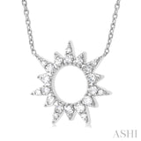 1/5 Ctw Sunburst Round Cut Diamond Fashion Pendant With Chain in 10K White Gold