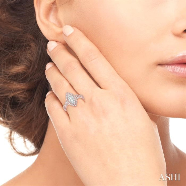 3/4 Ctw Marquise Shape Diamond Lovebright Ring in 14K Rose Gold