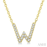 1/20 Ctw Initial 'W' Round Cut Diamond Pendant With Chain in 10K Yellow Gold