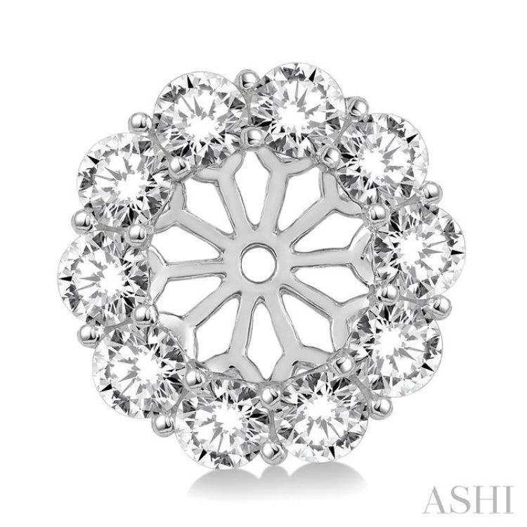 1 1/2 Ctw Round Cut Diamond Earrings Jacket in 14K White Gold