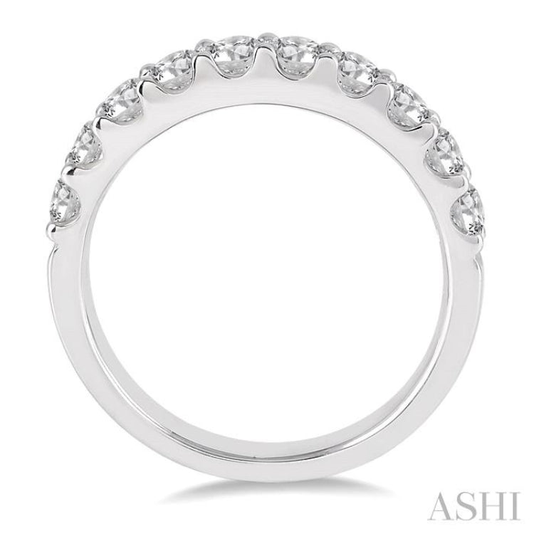 1 Ctw Round Cut Diamond Wedding Band in 14K White Gold