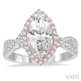 1/2 Ctw Diamond Semi-Mount Engagement Ring in 14K White and Rose Gold