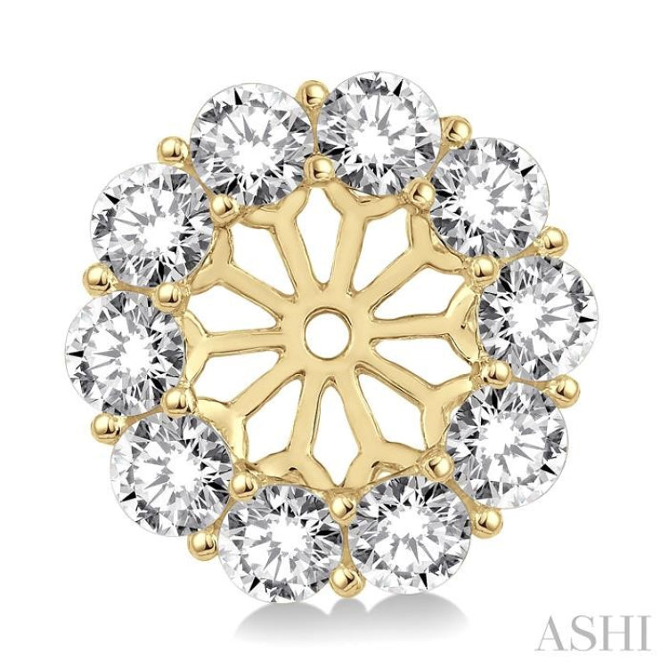 2 Ctw Round Cut Diamond Earrings Jacket in 14K Yellow Gold