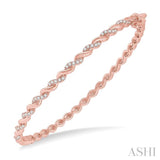 1/3 Ctw Twisted Vine Round Cut Diamond Stackable Bangle in 14K Rose Gold