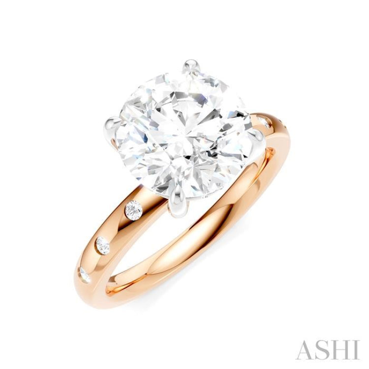 1/6 Ctw Round Shape Round Cut Diamond Semi-Mount Engagement Ring in 14K Rose and White Gold