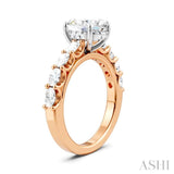 7/8 Ctw Oval Shape Oval and Round Cut Diamond Semi-Mount Engagement Ring in 14K Rose and White Gold