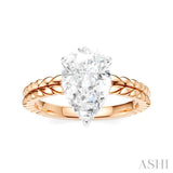 1/10 Ctw Pear Shape Round Cut Diamond Semi-Mount Engagement Ring in 14K Rose and White Gold