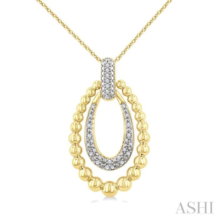 1/10 Ctw Bold Double Oval Ball Bead & Round Cut Bead Bijoux Diamond Fashion Pendant With Chain in Yellow Gold Vermeil