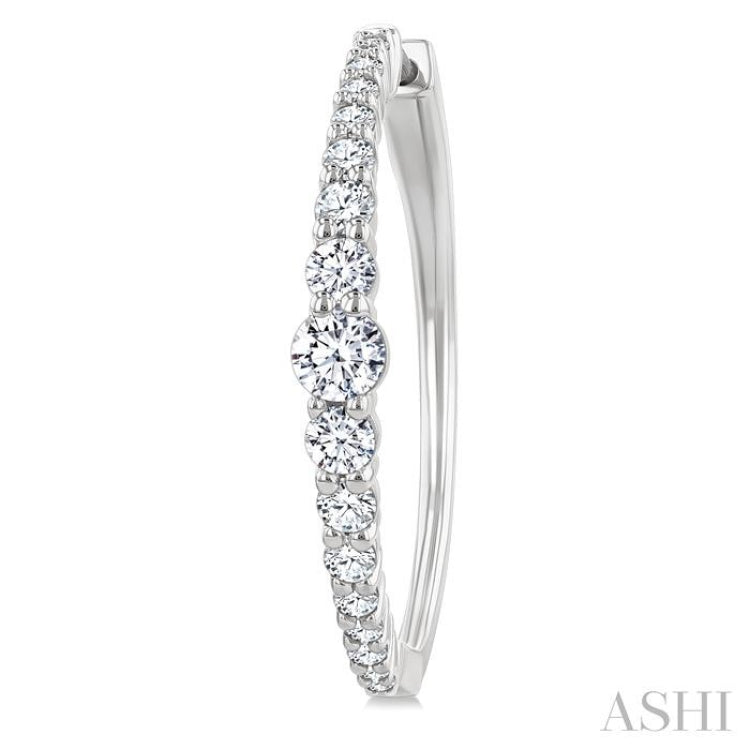 1 1/2 Ctw Graduated Round Cut Diamond Riviera Hoop Earrings in 14K White Gold
