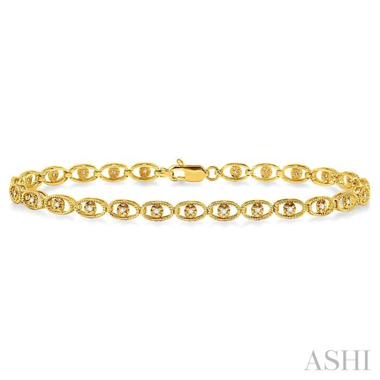 1/4 Ctw Oval Shape Round Cut Diamond Link Bracelet in 10K Yellow Gold